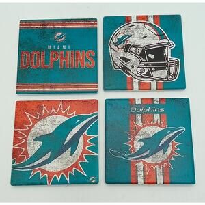 Miami Dolphins NFL Foco 4 Pack Ceramic Coaster Set